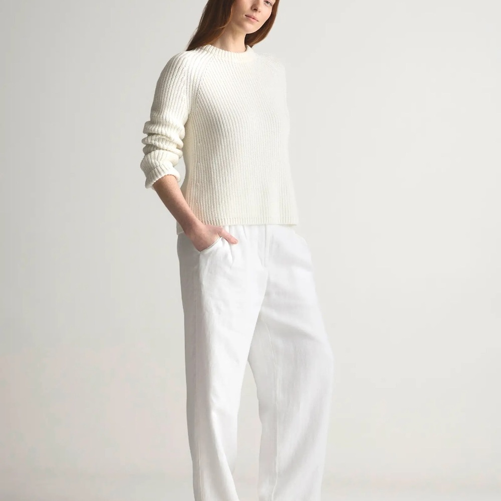 Quince 100% Organic Cotton Fisherman Crew Sweater Ivory small - Picture 13 of 13